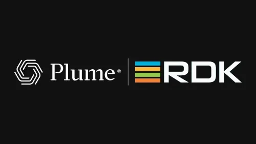 Plume logo besides RDK logo in a black background
