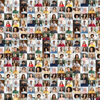 Collage of individual portraits presents a vibrant array of personalities, with each person showing off their unique style and character against a neutral backdrop, the concept of diversity of society